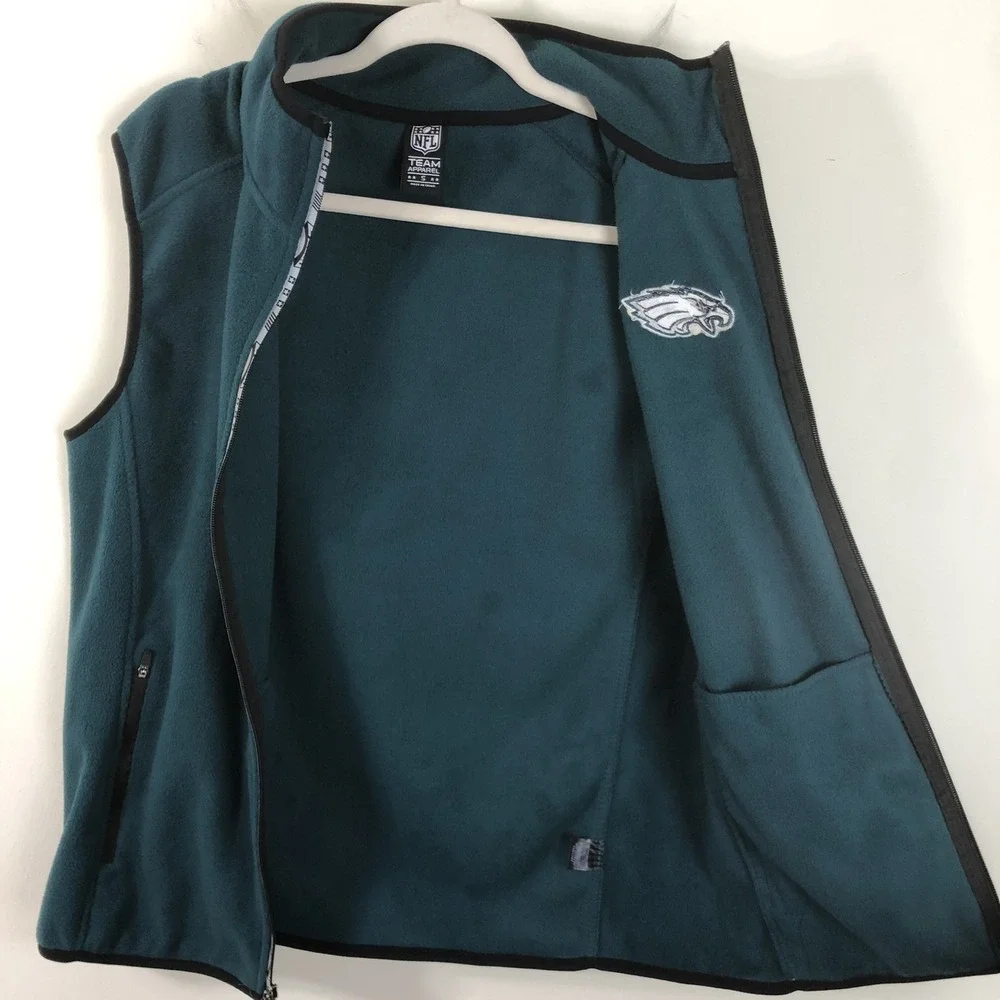 Philadelphia Eagles NFL Team Apparel Full Zip Fleece Vest Men's Sz S Green